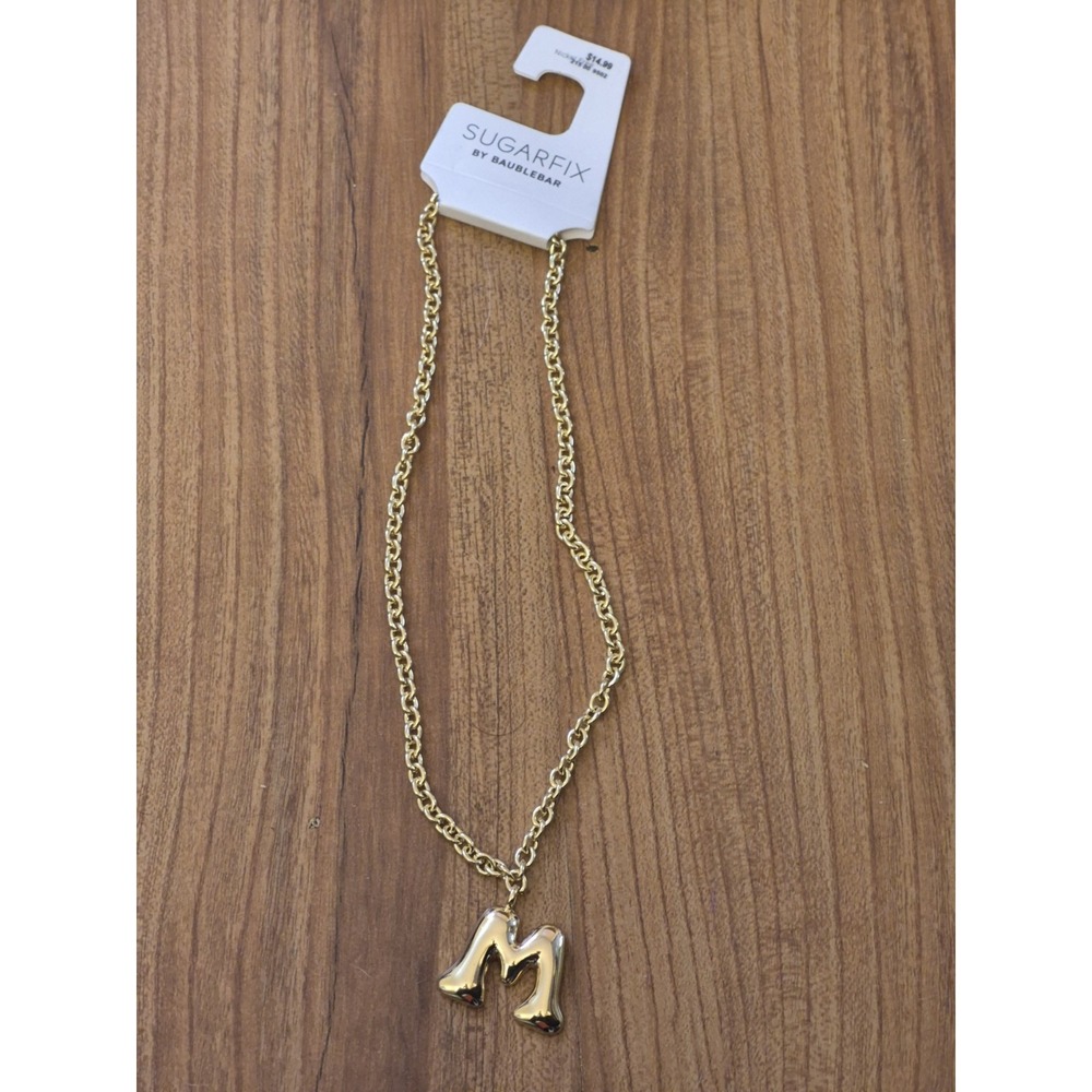 Sugarfix by BaubleBar Necklace Women NEW Gold Tone Puffy Initial Letter M S15